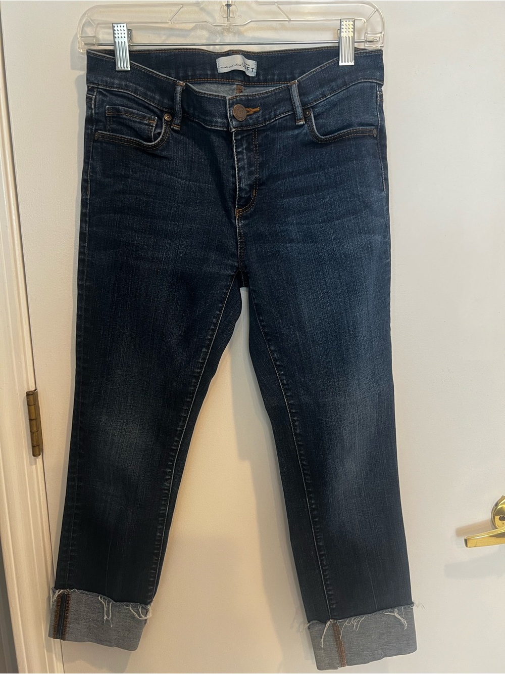 Dark Wash Women's Jeans - Cropped Cuffed Style- Size 4/27
